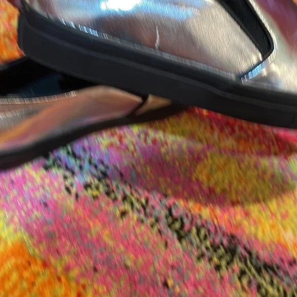 Versace 1969 RETRO silver metallic slide on sneakers size 37 (US7) black bottom - Picture 10 of 10